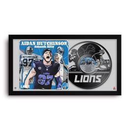 Sporticulture - Aidan Hutchinson Detroit Lions 14" x 26" Framed Art Vinyl Album Print - Black