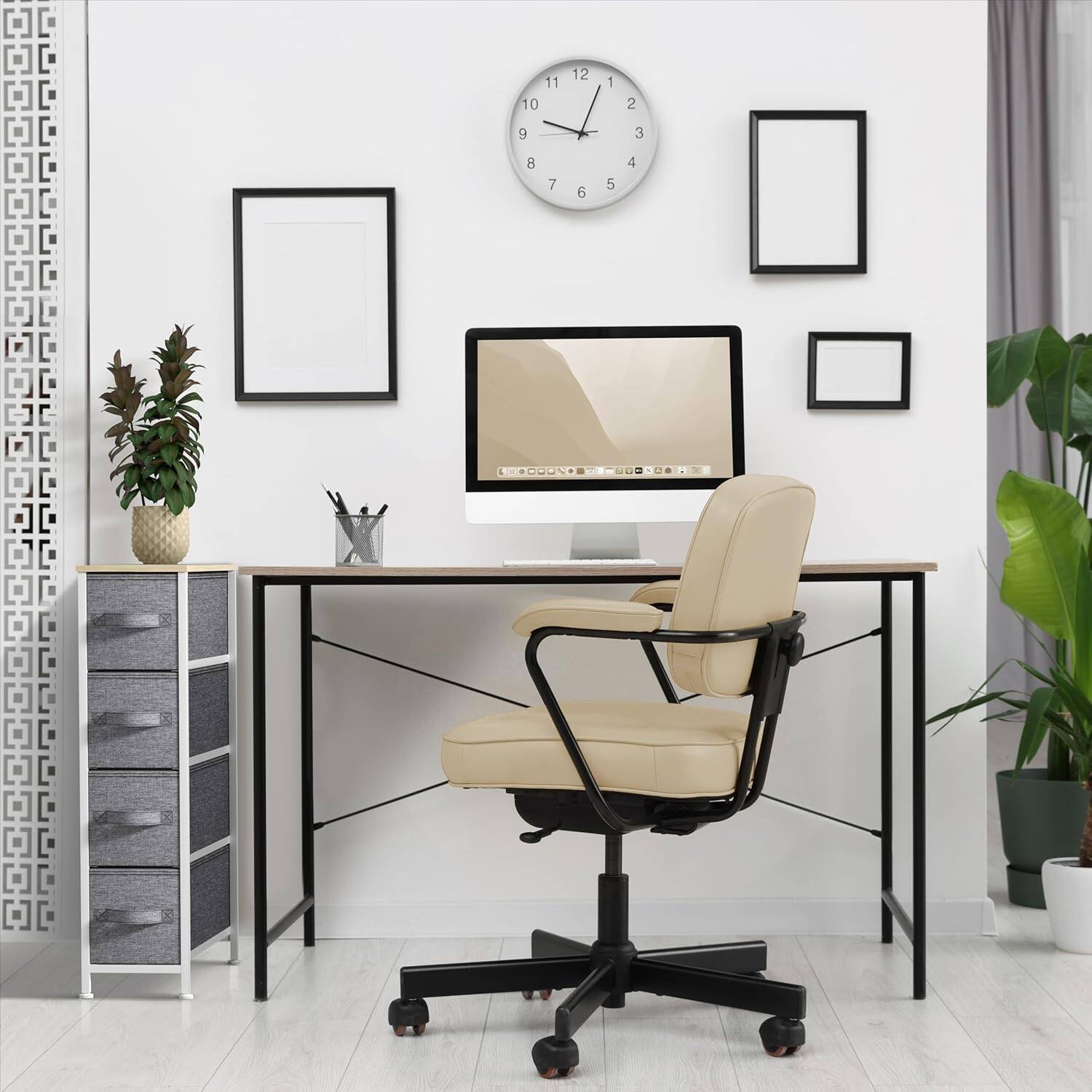 Angle. Sorbus - Sorbus Narrow Dresser with 4 Drawers, Vertical Slim Storage Chest of Drawers with Steel Frame - Beige.