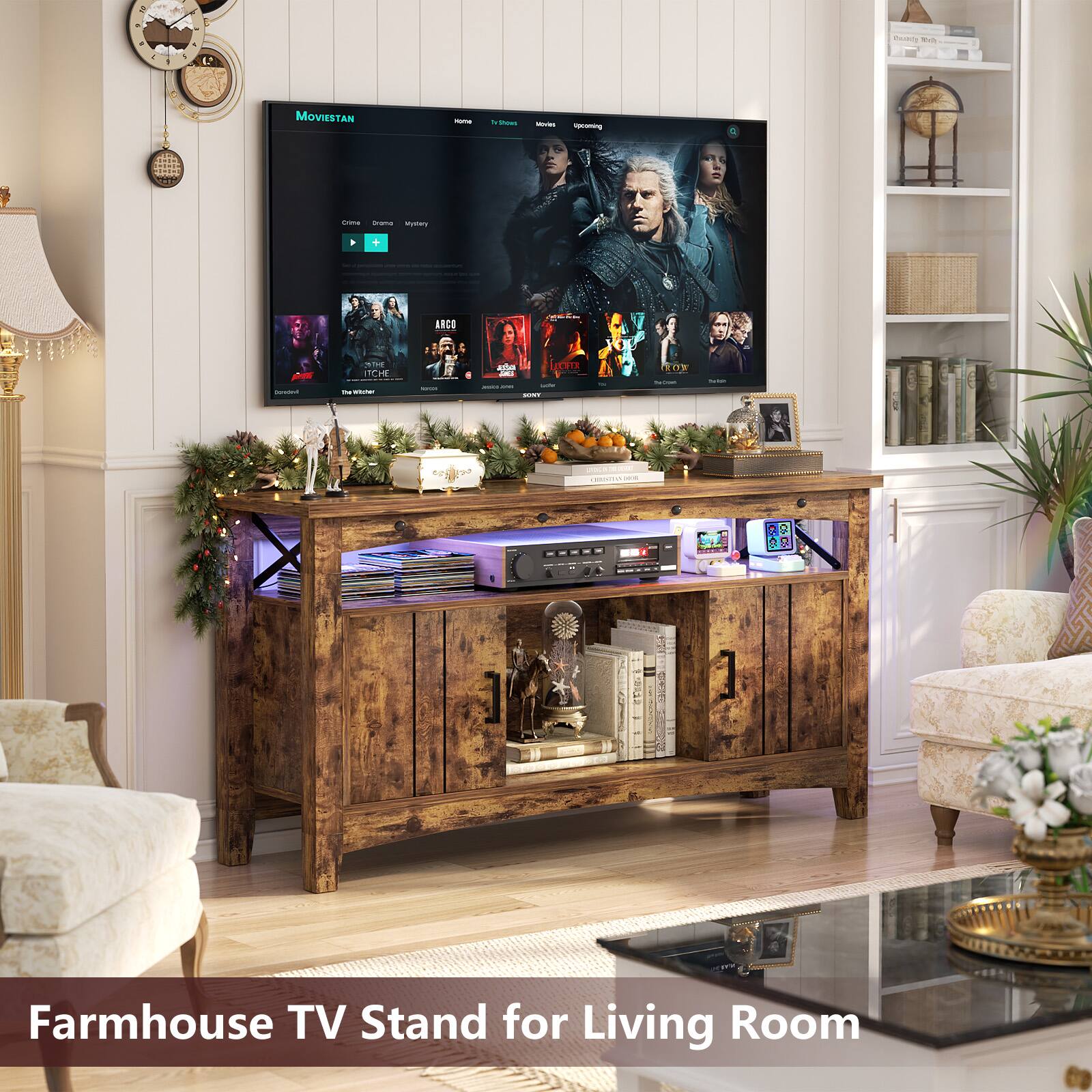 Farmhouse TV Stand for Living Room