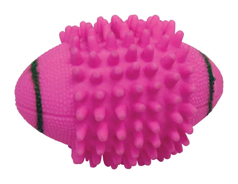 BOSS PET - Digger's Pink Vinyl Spiked Football Squeaky Dog Toy Medium 1 pk - Multicolored