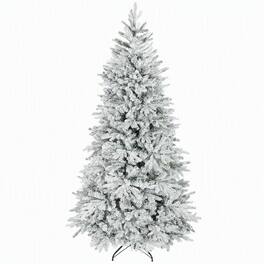RYHNUYNE - 7.5 Ft Artificial Frosted Christmas Tree, Realistic Branches Wide Full Spruce Hinged Design Easy Assembly Holiday Decor - Green