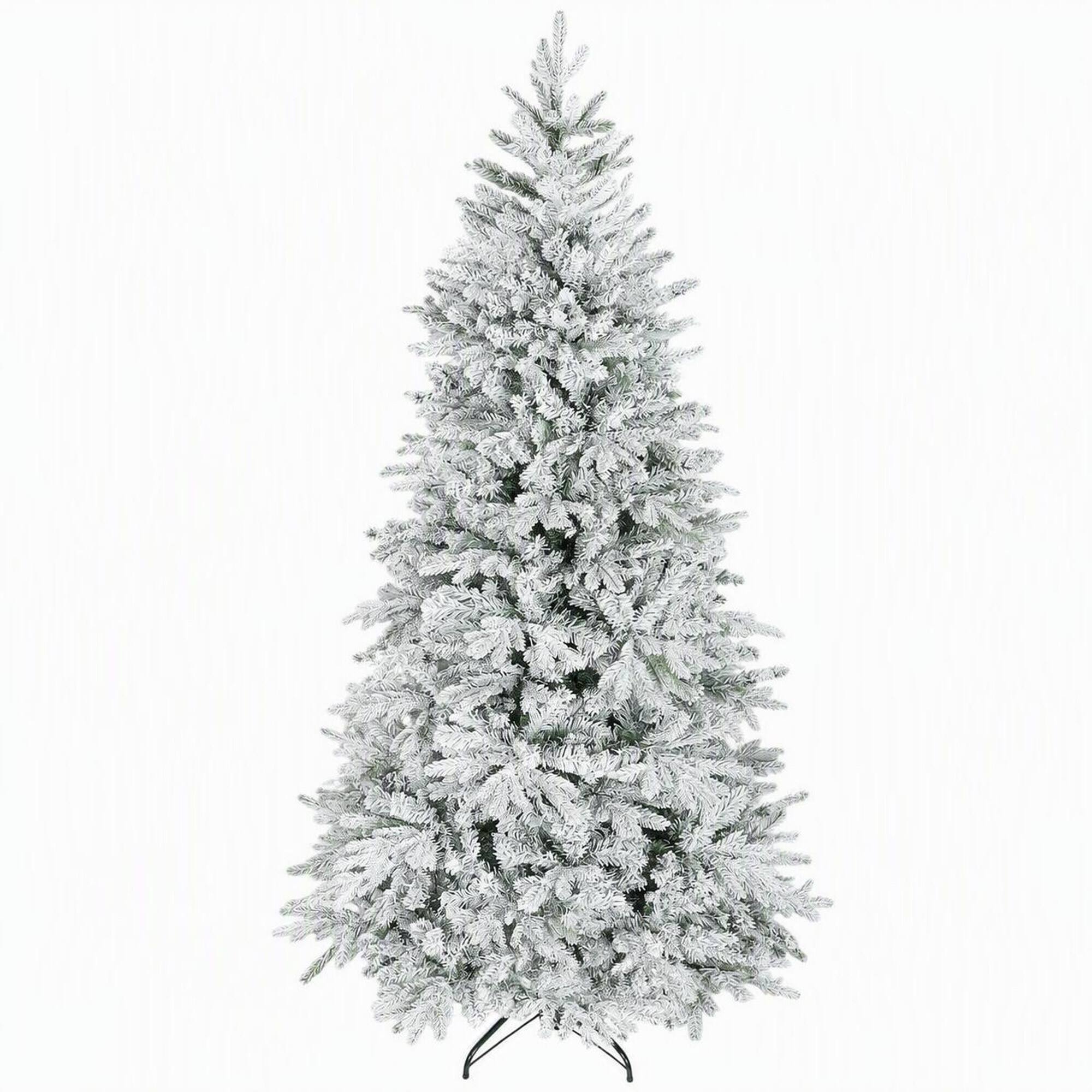 RYHNUYNE - 7.5 Ft Artificial Frosted Christmas Tree, Realistic Branches Wide Full Spruce Hinged Design Easy Assembly Holiday Decor - Green
