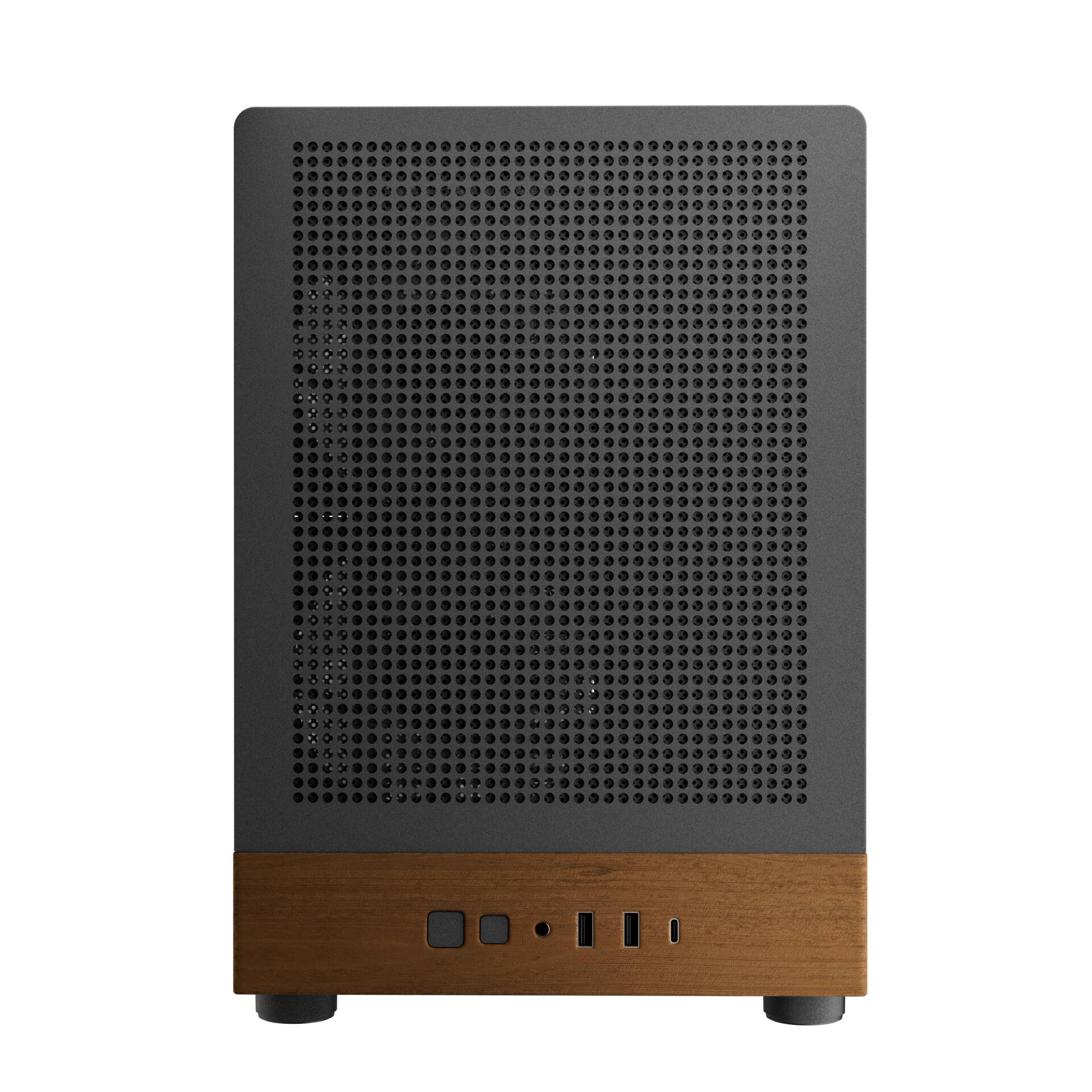 Left. GAMDIAS - Gamdias ATHENA M4M WOOD mATX PC Case: small form factor, 3 fans, ATX PSU, fits 395mm GPU & 360mm radiators. - Black.