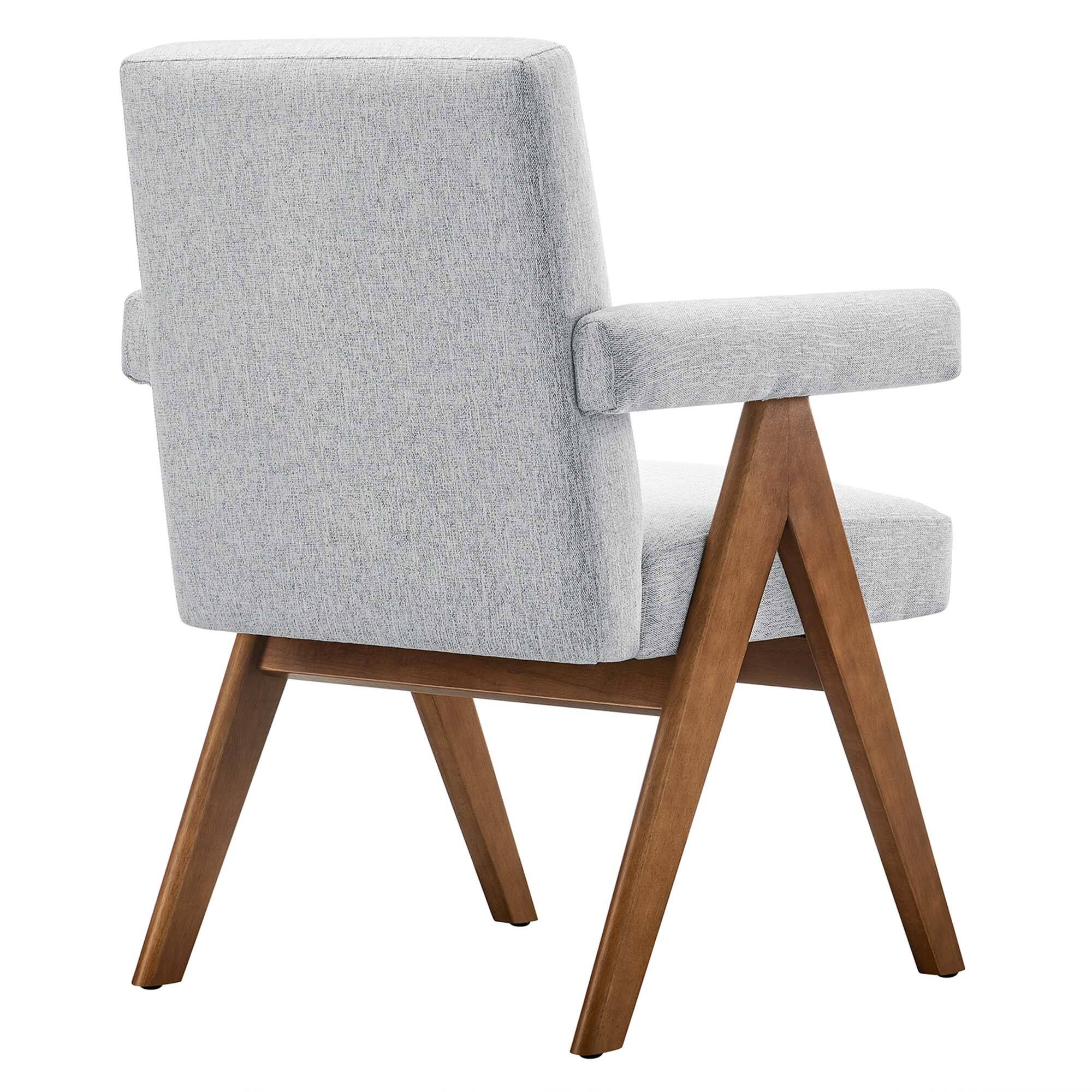 Alt View 4. Modway - Lyra Fabric Dining Room Chair Set of 2 by Modway - Light Gray Fabric.