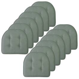 Sweet Home Collection - Solid Color U Shaped Memory Foam 17" x 16" Chair Cushions, 12-Pack - Scuba
