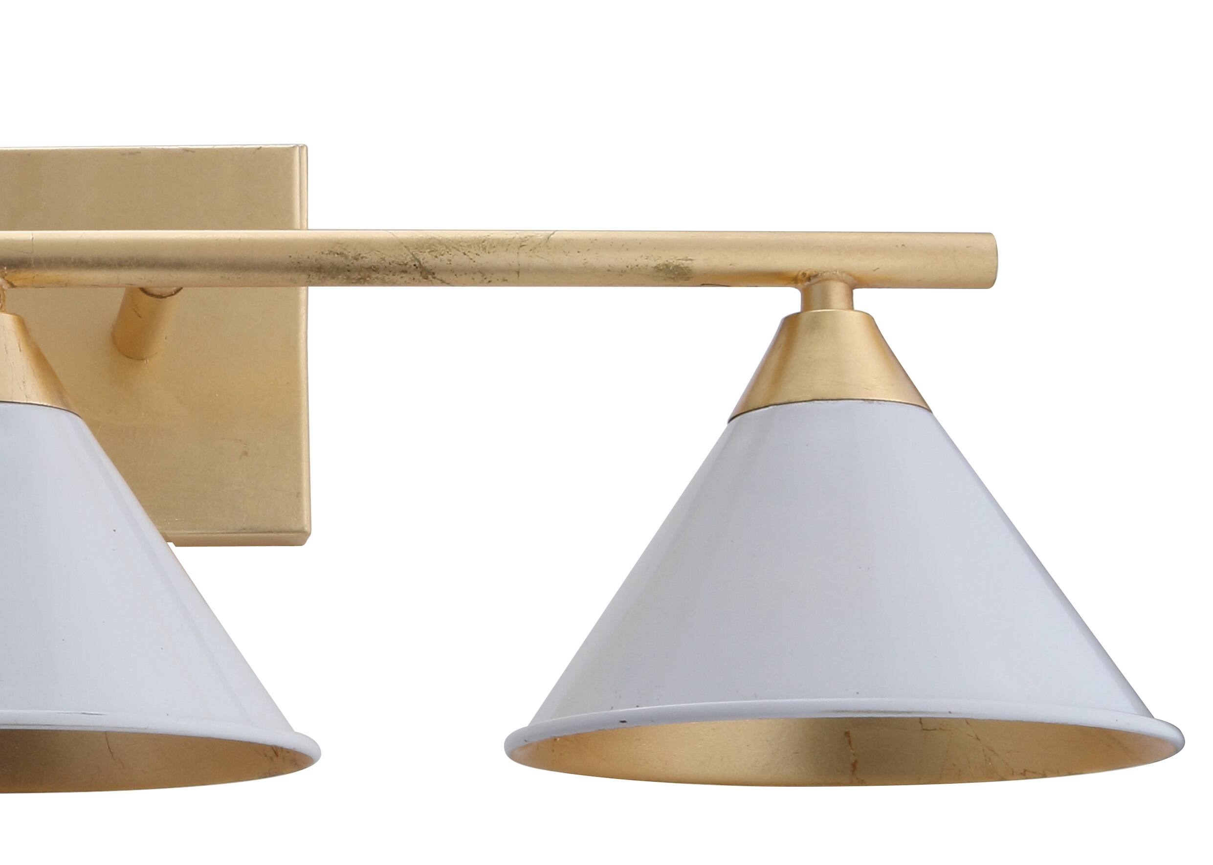 Alt View 4. Jonathan Y - Yvette 3-Light 25" Metal Vanity Wall Light, White/Gold - White.