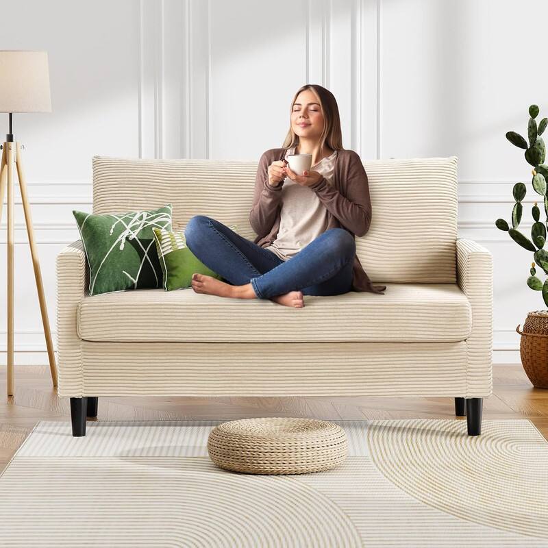 Alt View 4. Dyonery - Dyonery 50" Loveseat Sofa,Tool-Free Setup Small Couches,Beige - Beige.