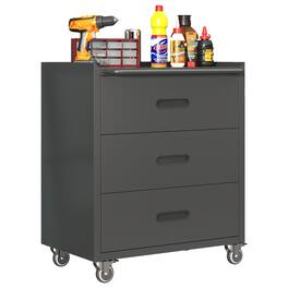 Dexmalle - Dexmalle-Heavy-Duty 3 Drawer Metal Storage Cabinet with Wheels-Black