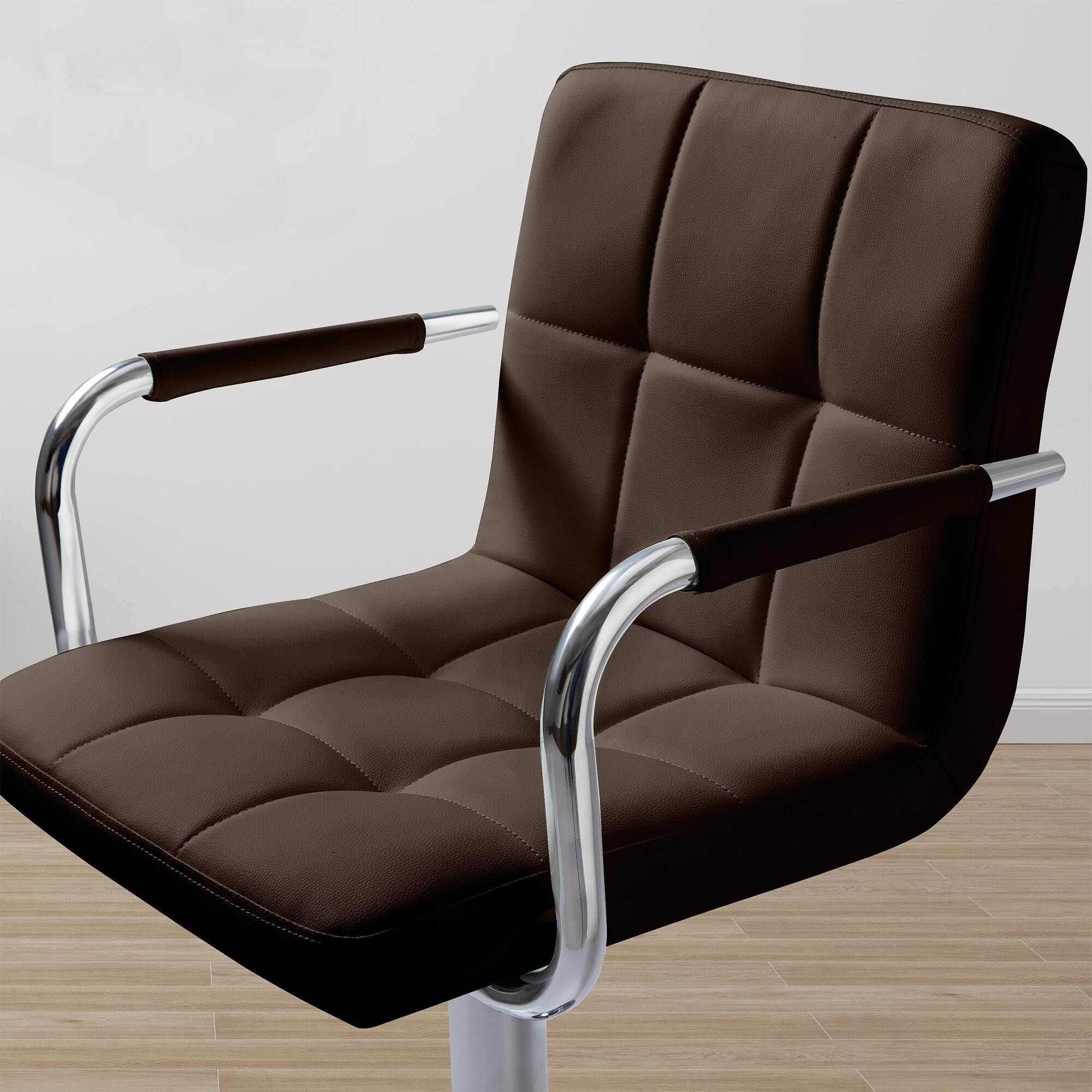 Alt View 1. FERPIT - FERPIT 2 Pack Adjustable Bar Stools Modern Tufted Upholstered Counter Chairs with Footrest, Brown - Brown.