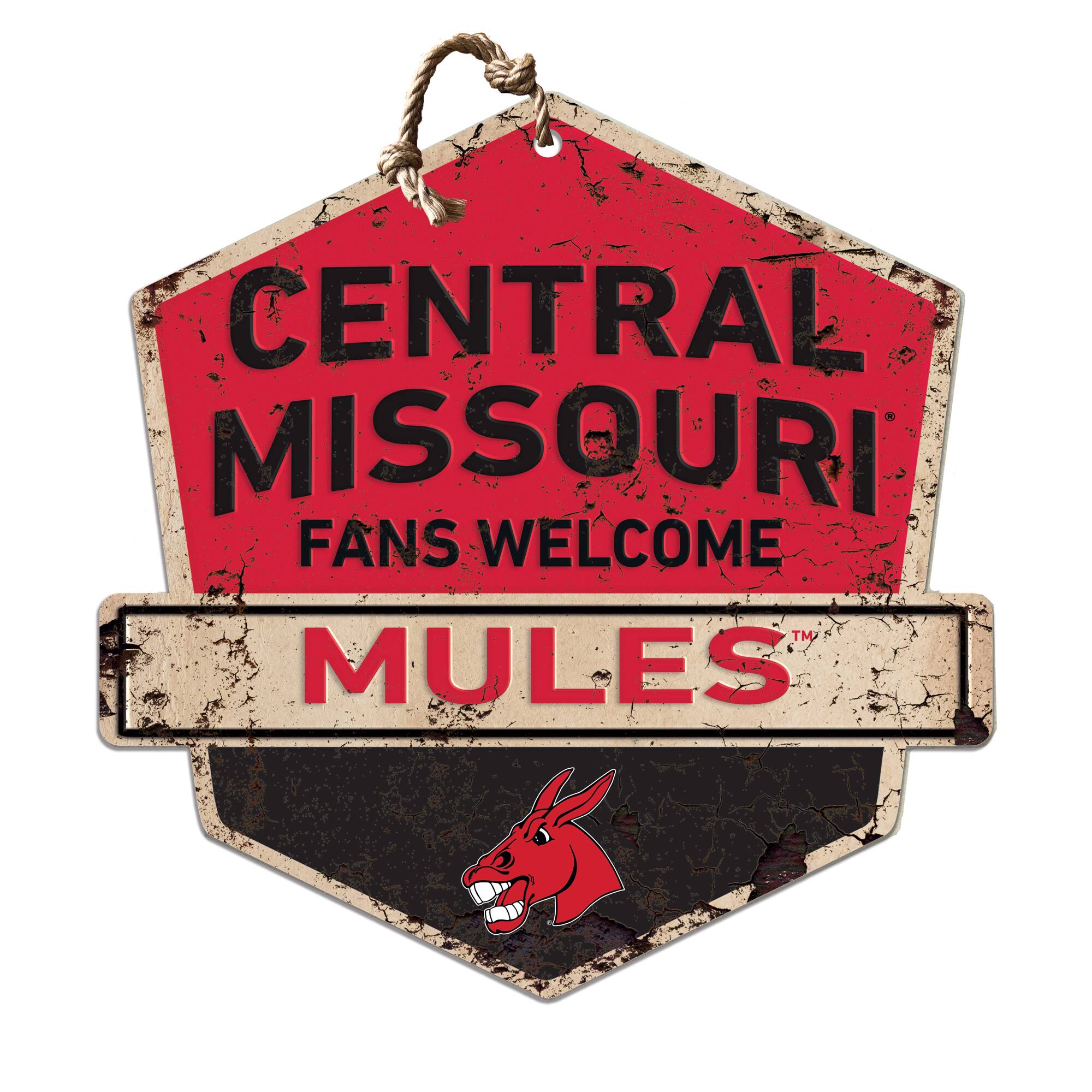 Central Missouri Mules 20'' x 20'' Fans Welcome Badge Sign
