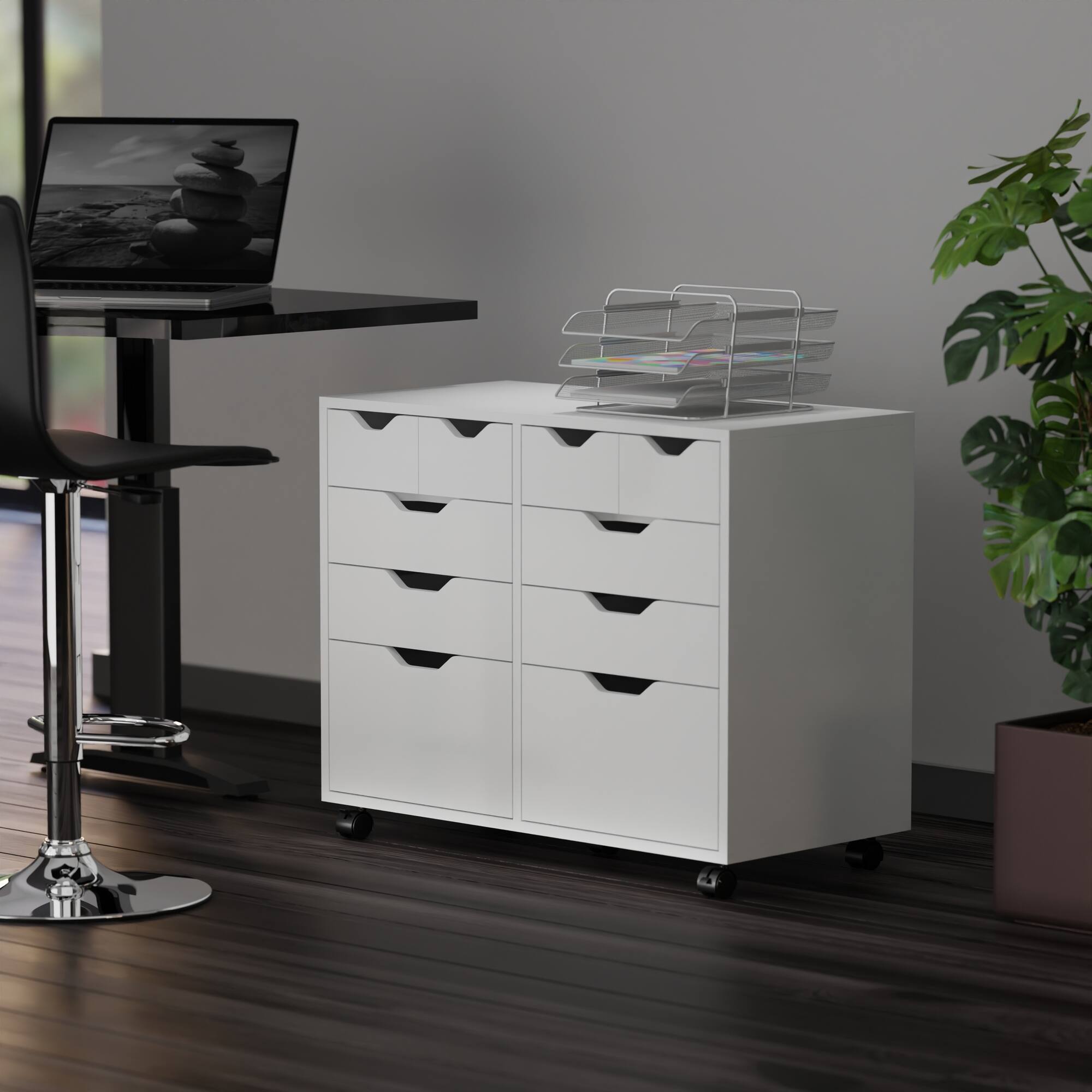 Alt View 10. Winsome Wood - Halifax Bins & Drawers Multi-Storage Wide Mobile Cabinet - White.