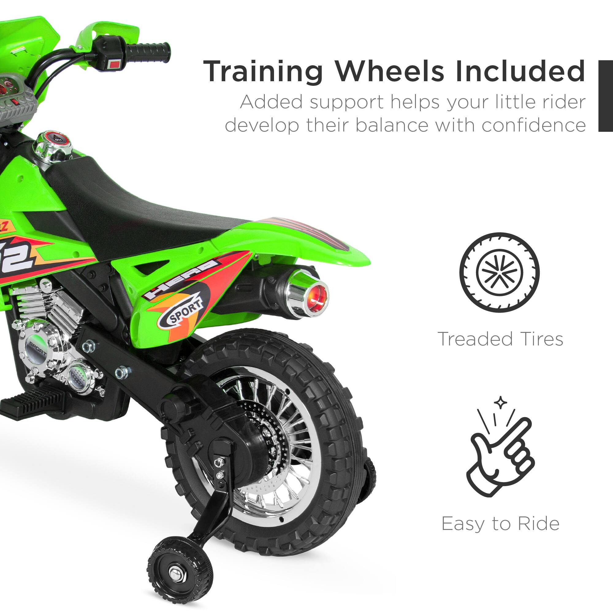 7 Training Wheels Included: Added support helps your little rider develop their balance with confidence. Treaded Tires: Easy to Ride.