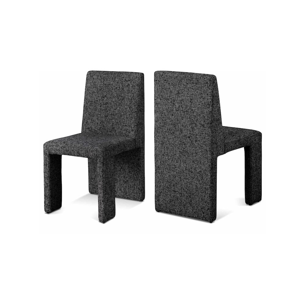 Meridian Furniture - Benson Linen Textured Fabric Dining Chair, Set of 2 - Black