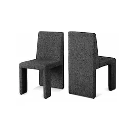 Meridian Furniture - Benson Linen Textured Fabric Dining Chair, Set of 2 - Black