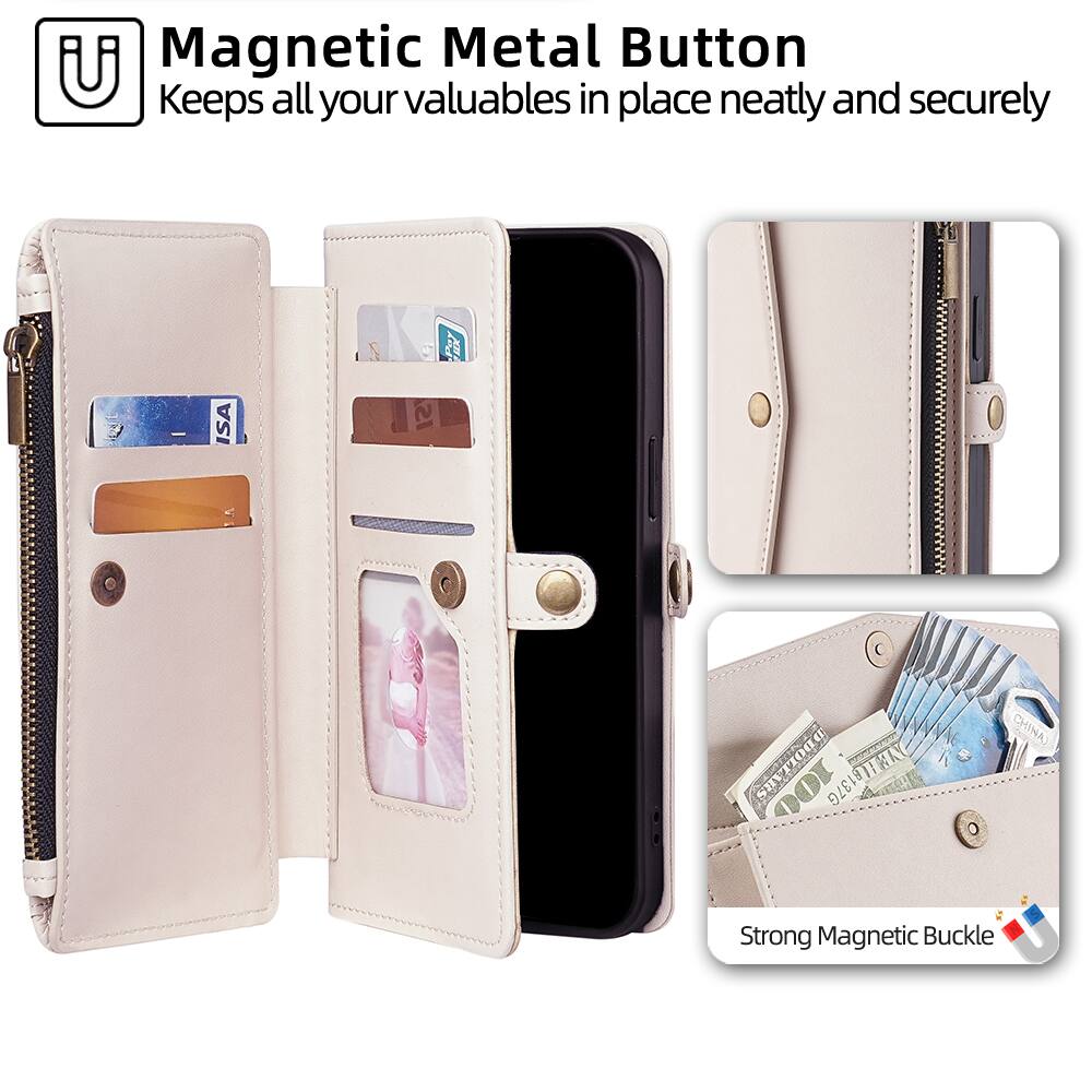 Magnetic Metal Button  
Keeps all your valuables in place neatly and securely  

Strong Magnetic Buckle