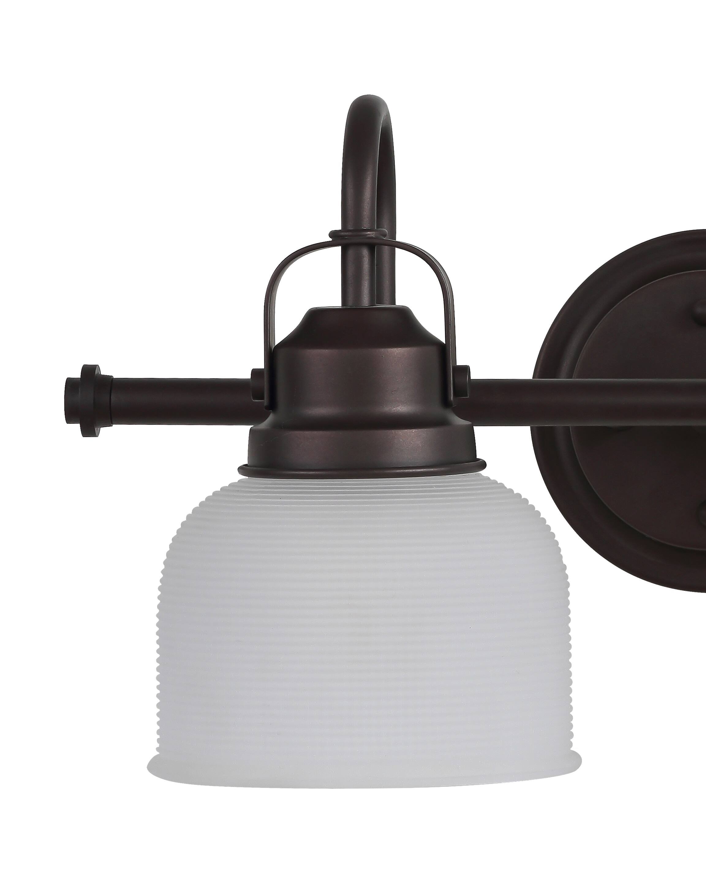 Alt View 4. Jonathan Y - Virginia 17.25" 2-Light Metal/Glass LED Vanity Light, Oil Rubbed Bronze - Oil Rubbed Bronze.