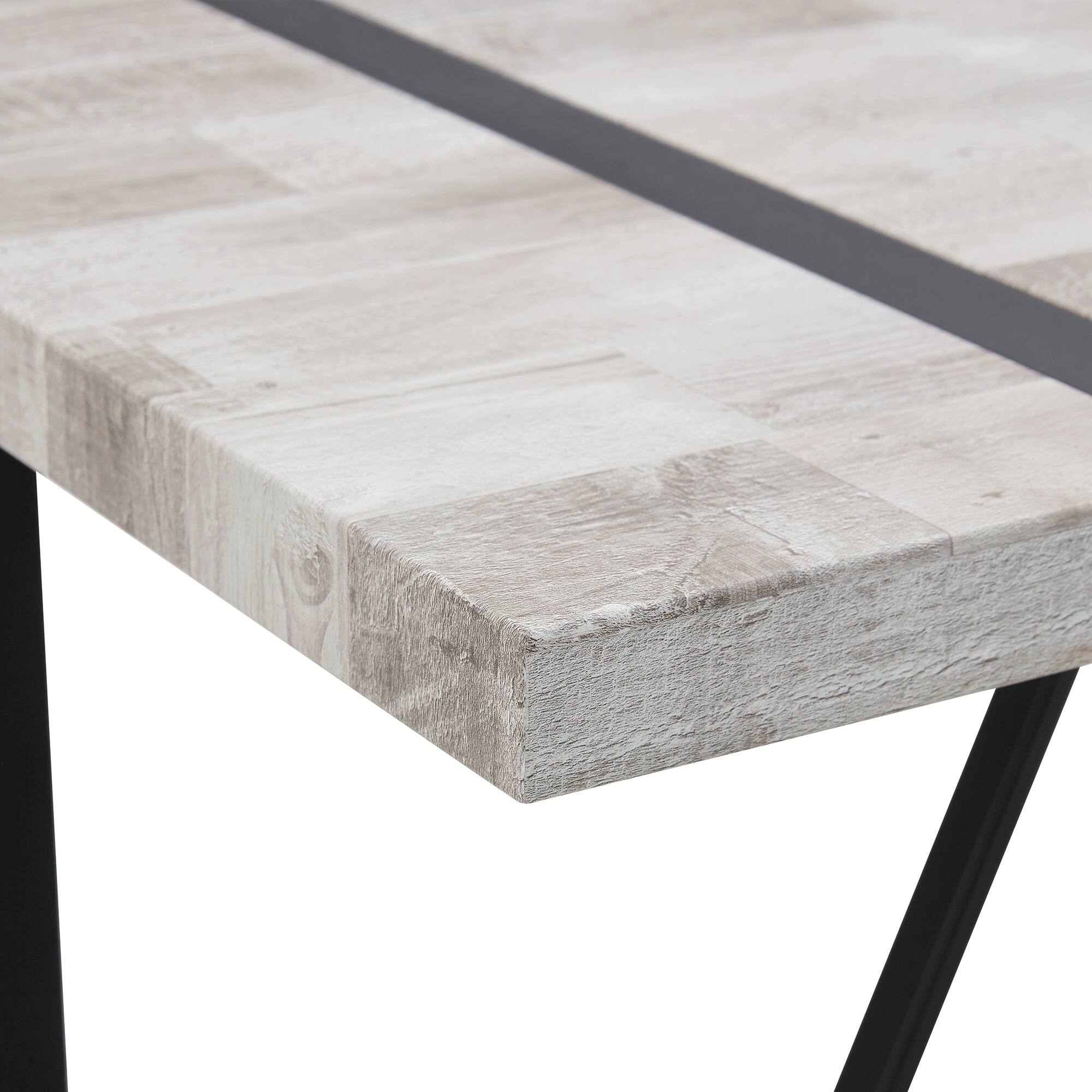 Alt View 9. Tiramisubest - Minimalist Retro Rectangular Dining Table with Specially MDF Gray Textured Top and Black Metal Legs - Black,Gray.