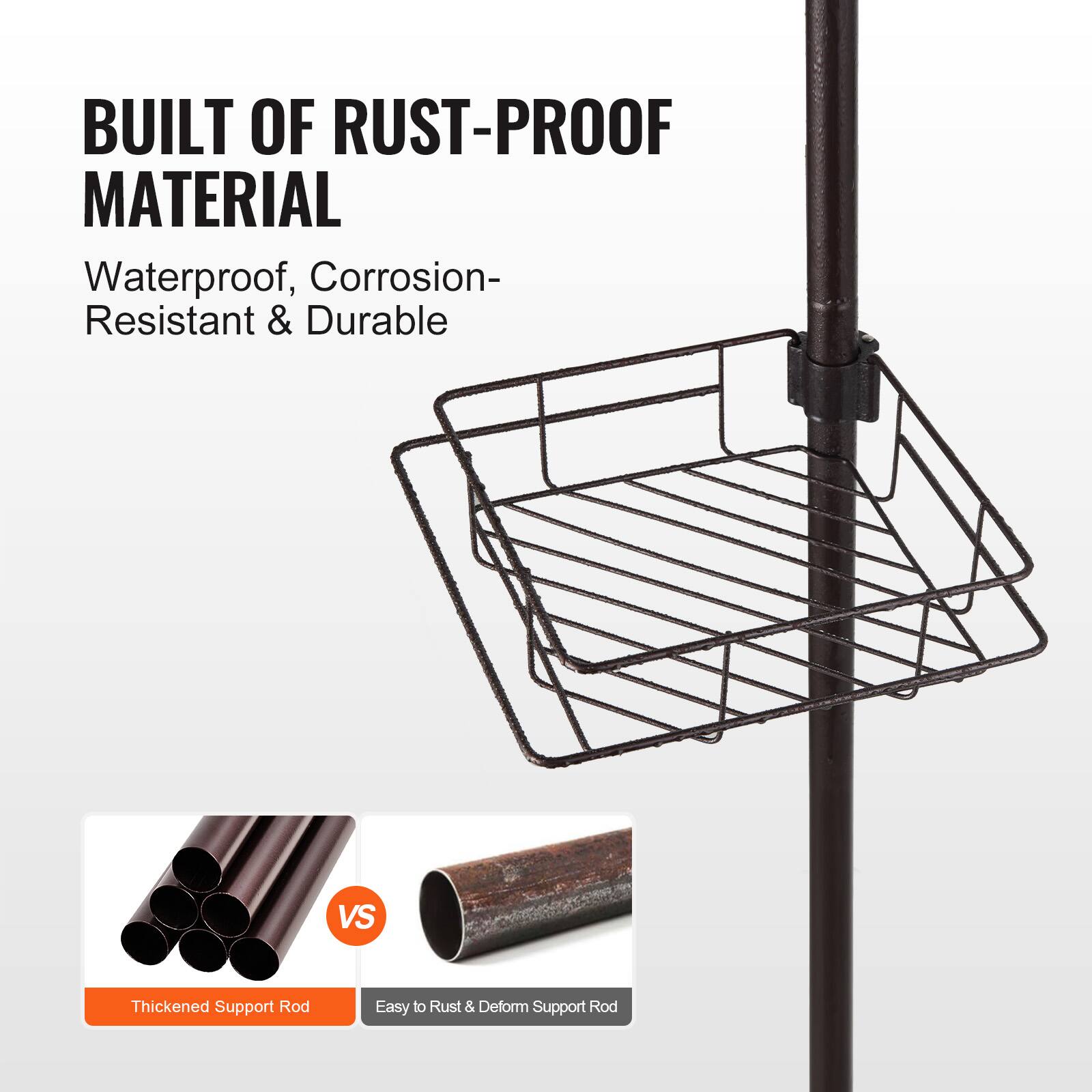 BUILT OF RUST-PROOF MATERIAL  
Waterproof, Corrosion-Resistant & Durable  

Thickened Support Rod  
VS  
Easy to Rust & Deform Support Rod