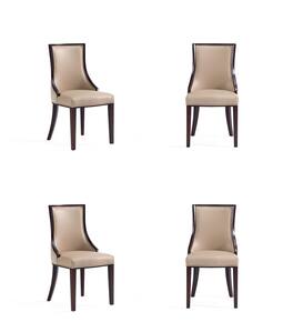 Manhattan Comfort - Grand Traditional Wood Upholstered Dining Chair - Set of 4 - Tan