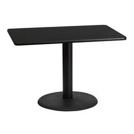Emma + Oliver - 30"x42" Rectangular Laminate Table with 24" Round Table Base - Black