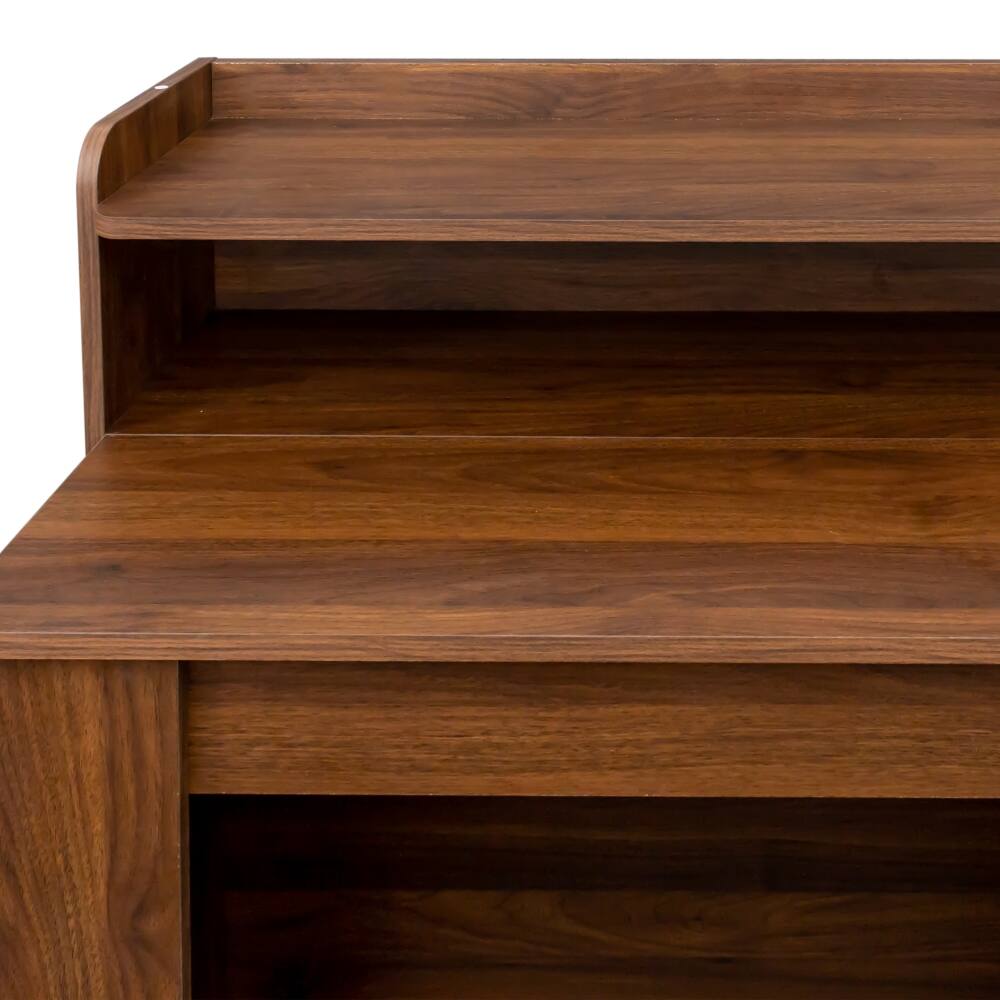 Alt View 5. Lirago - Modern Extendable Rectangular Dining Table with Storage 36.8"H x 10.63"D x 36.61"W - Brown.