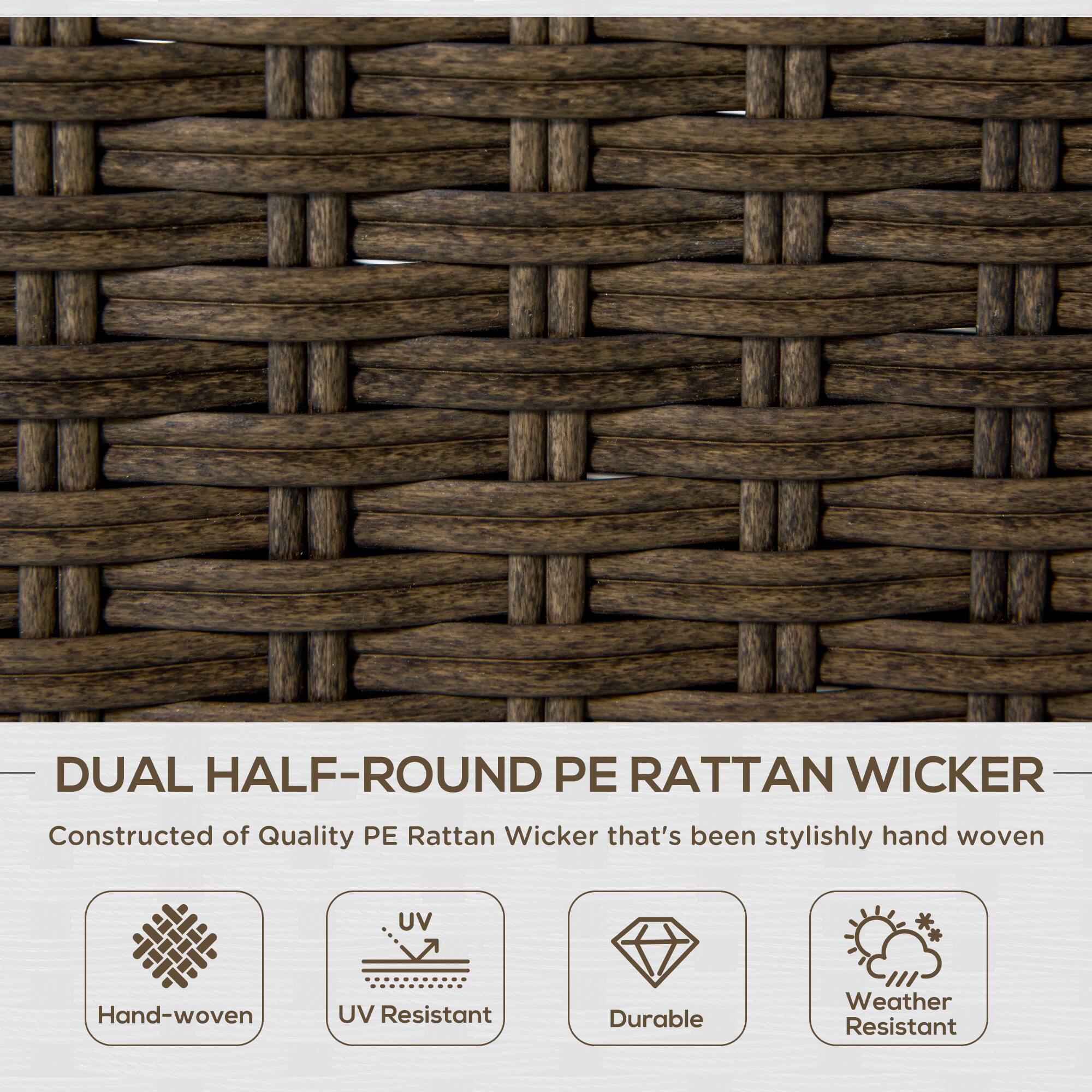 DUAL HALF-ROUND PE RATTAN WICKER

Constructed of Quality PE Rattan Wicker that's been stylishly hand woven

- Hand-woven
- UV Resistant
- Durable
- Weather Resistant
