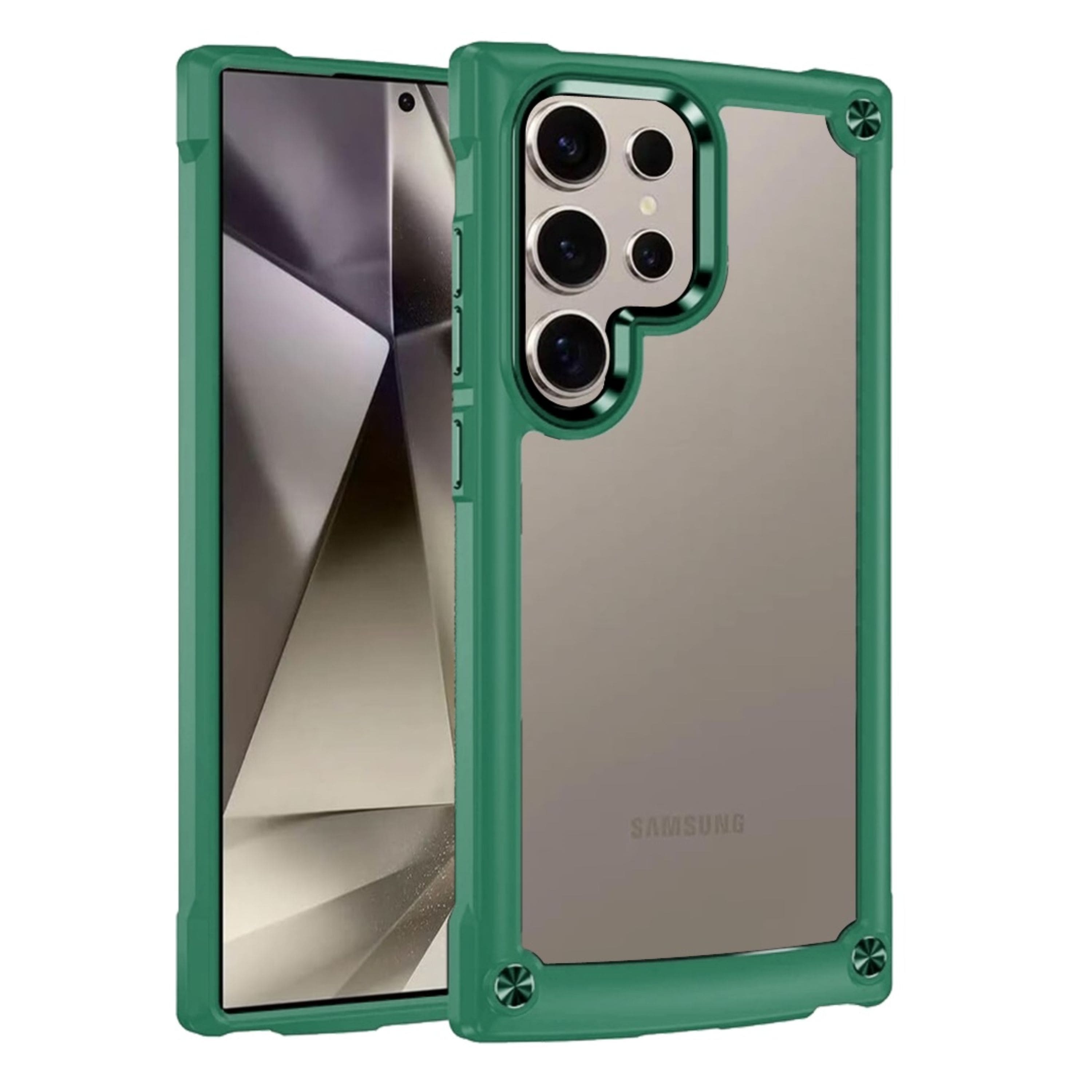 Kitcheniva - Hybrid Phone Case With Raised Bezel Metal Buttons Tempered Glass For Samsung Galaxy S25 Ultra - Might Green price history on PriceWatchPro