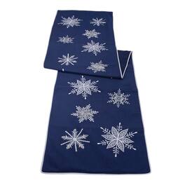 BreeBe - Embroidered Snowflake Table Runner 72"L - Blue, Gray