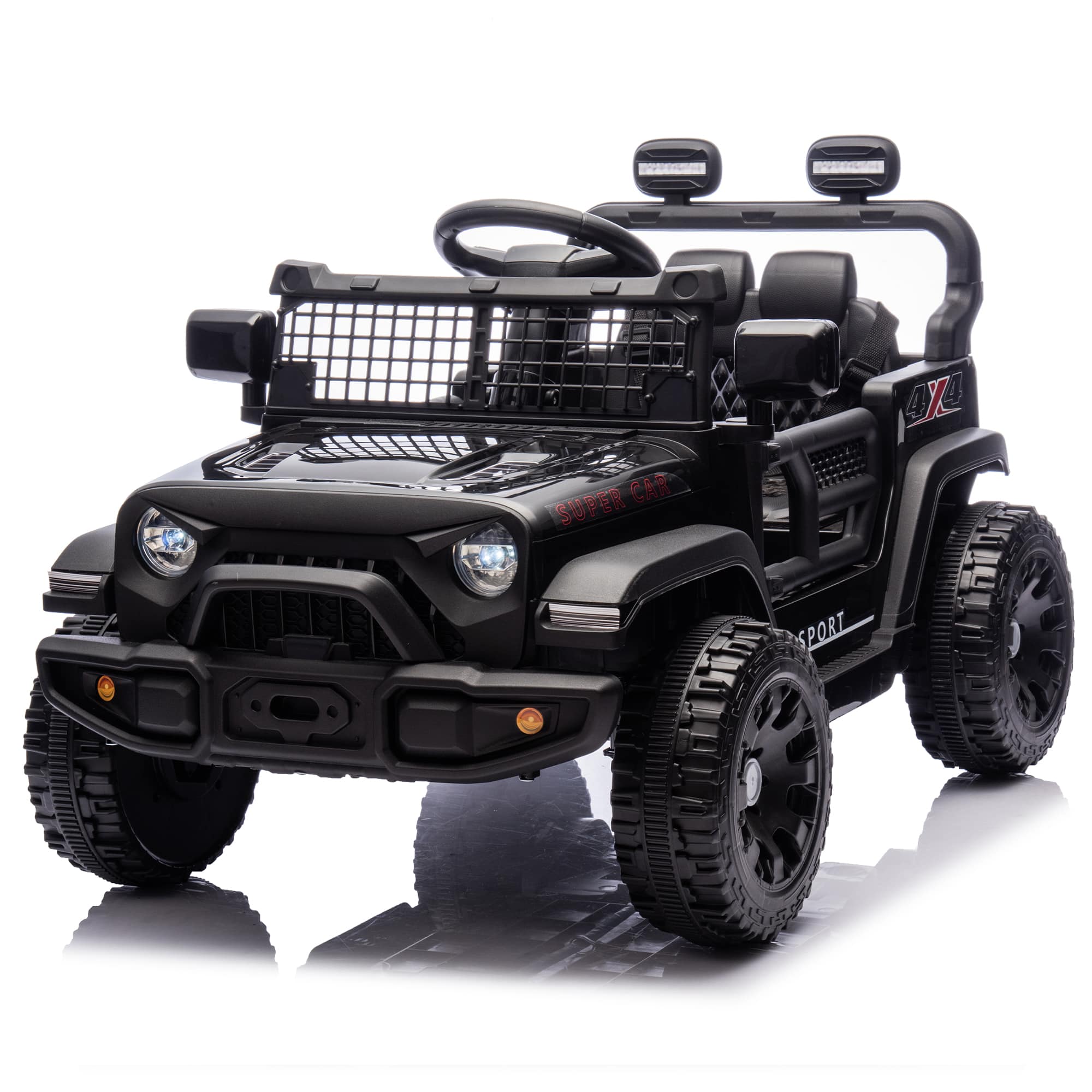 Aukfa - 24V Kids Ride On Car - Parent Remote Control, 2WD, Bluetooth, LED Headlight, 1.86-3.11 MPH for Age 3+ - Black