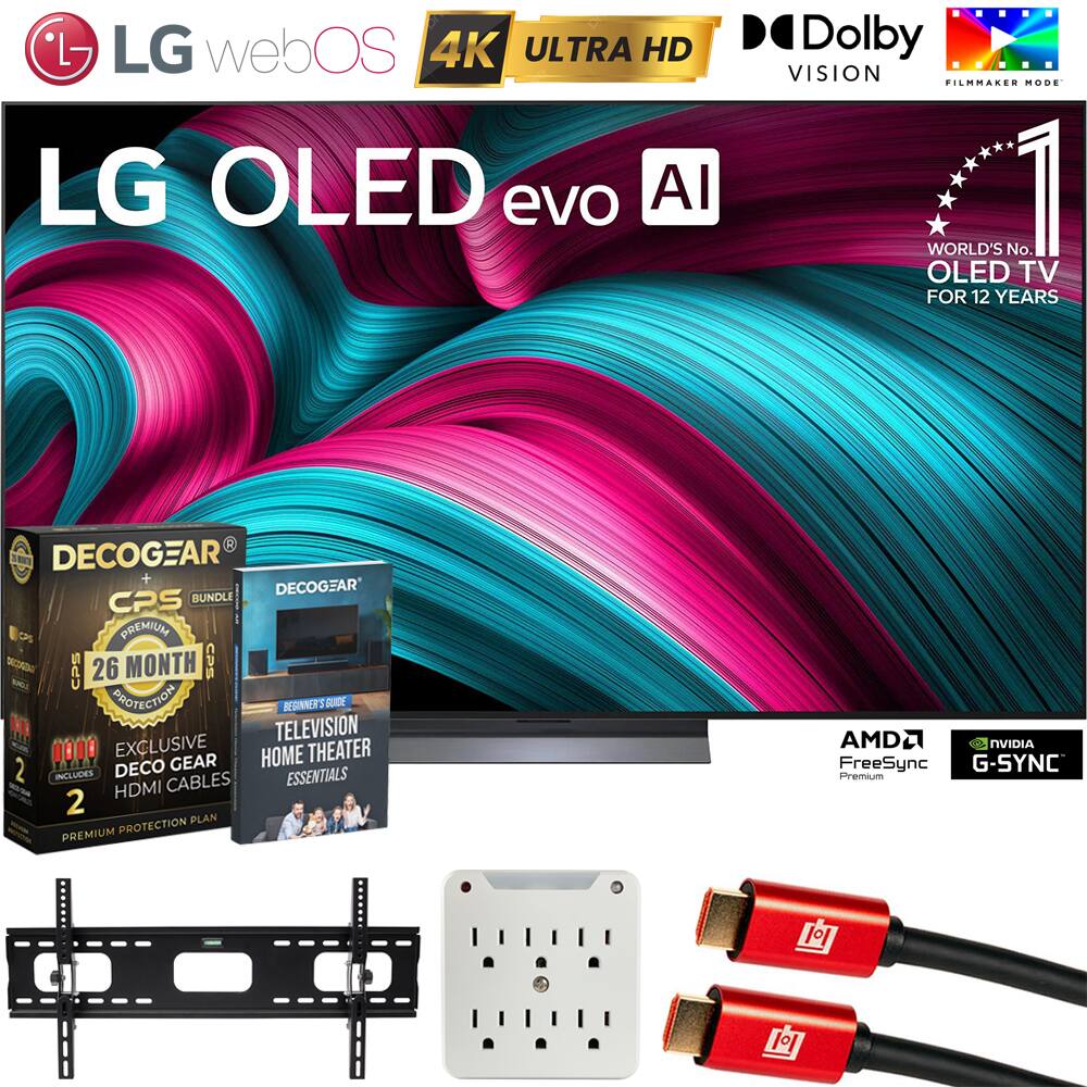 - LG webOS 4K ULTRA HD LG OLED evo AI
- Dolby VISION FILMMAKER MODE
- WORLD'S No. 1 OLED TV FOR 12 YEARS
- DECOGEAR CPS BUNDLE
- 26 MONTH CPS PROTECTION
- EXCLUSIVE HOME THEATER ESSENTIALS
- HDMI CABLES
- AMD FreeSync Premium
- NVIDIA G-SYNC