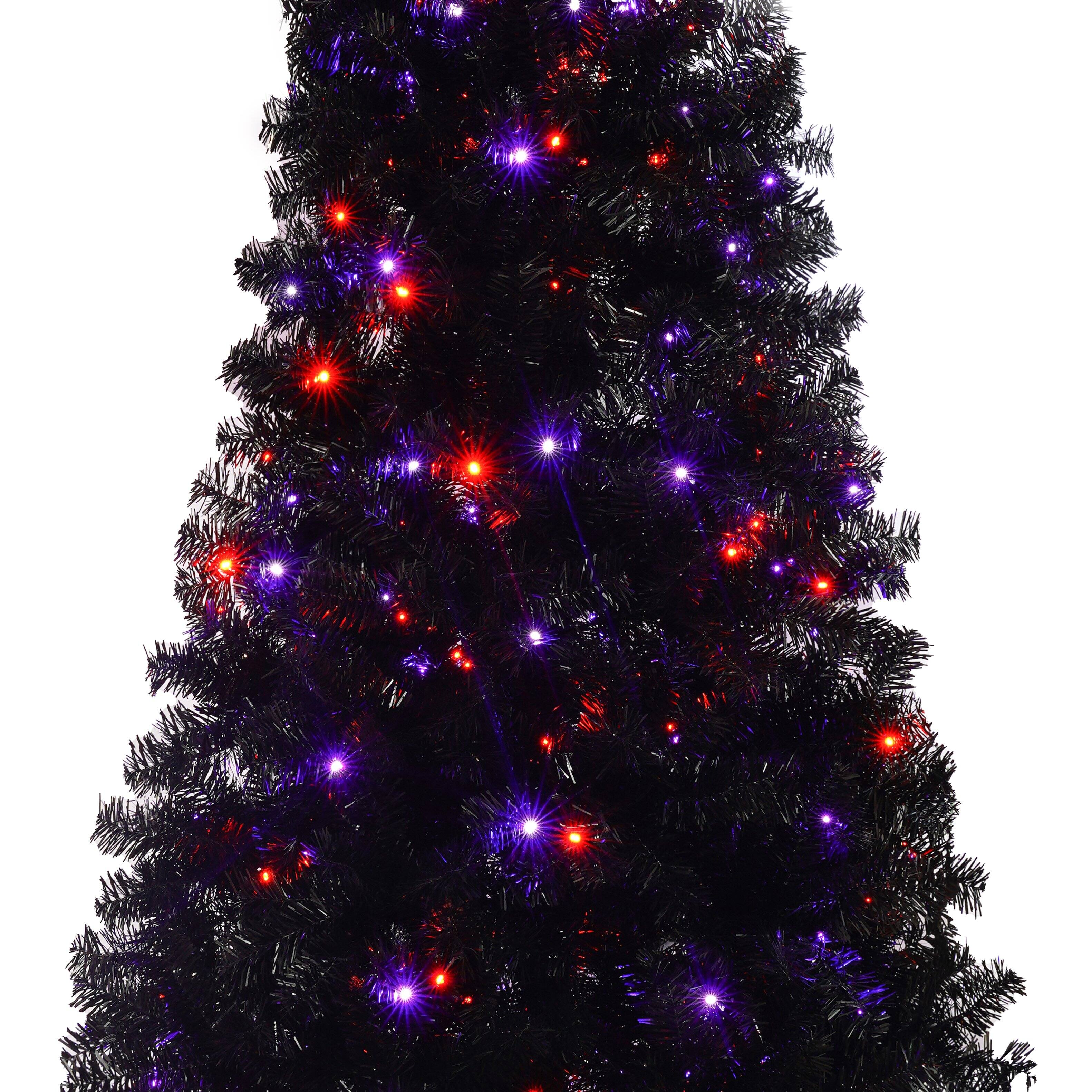 Alt View 10. Tiramisubest - 6FT Artificial Christmas Tree with LED Light,Pre-Lit Curved Shape Artificial Xmas Tree with 900 Tips,Black Xmas Tree - Black.