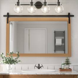 PAIHOME - Rectangular Mirrors 40"x26" Wood Frame Wall Mirror Bathroom Mirror Bedroom Vanity Mirror Living Room Decor - Brown
