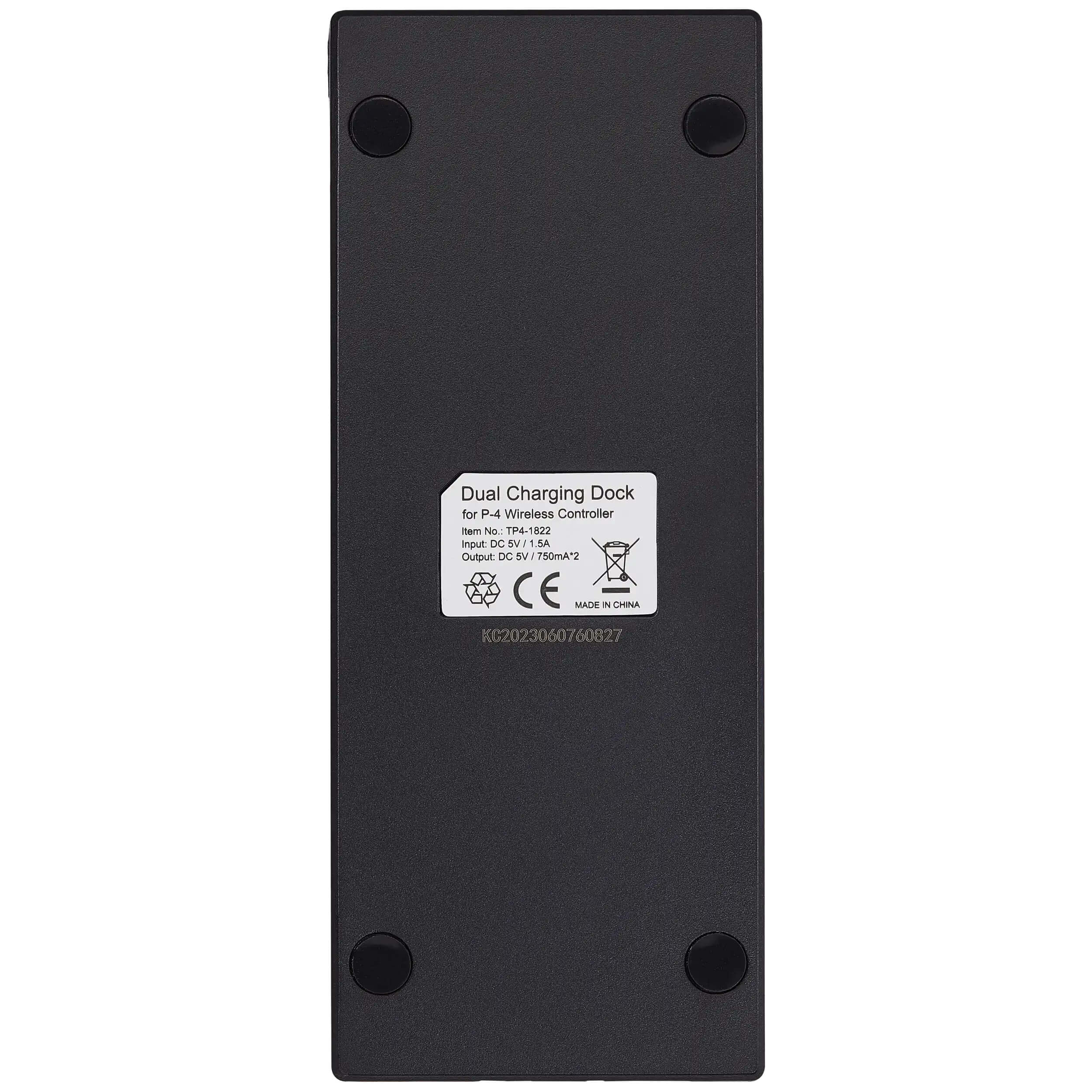 Dual Charging Dock  
for P-4 Wireless Controller  
Item No. TP4-1622  
Input: DC 5V/1.5A  
Output: DC 5V/750mA*2  
CE MACE I  
MADE IN CHINA  
KC2023060760827