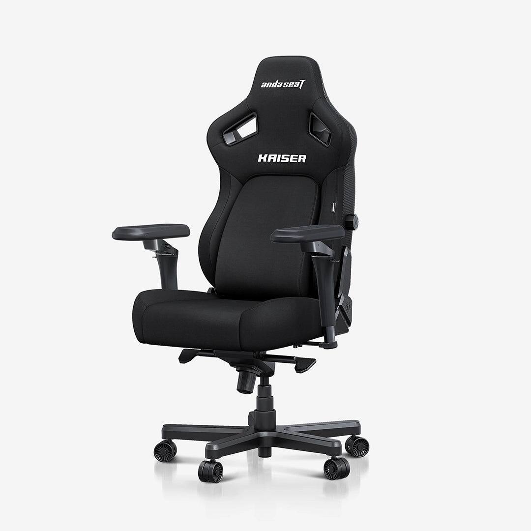 AndaSeat - Kaiser 4 Premium Ergonomic Office Gaming Chair with Linen Fabric, Upgraded Lumbar, Wide Seat & 6D Armrests – L Size - Carbon Black