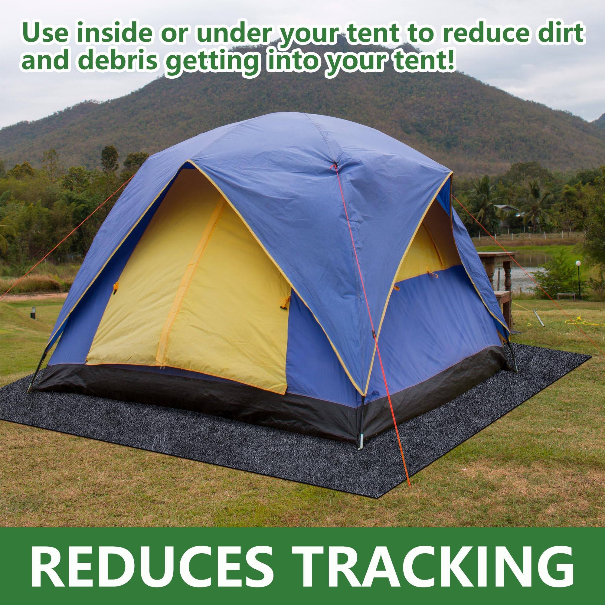 Use inside or under your tent to reduce dirt and debris getting into your tent!  
REDUCES TRACKING