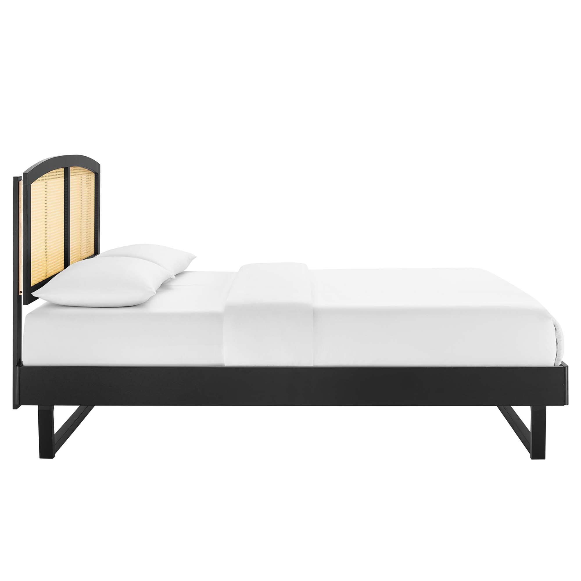 Alt View 1. Modway - Ruthie Vinyl Queen Platform Bed with Squared Tapered Legs - White.