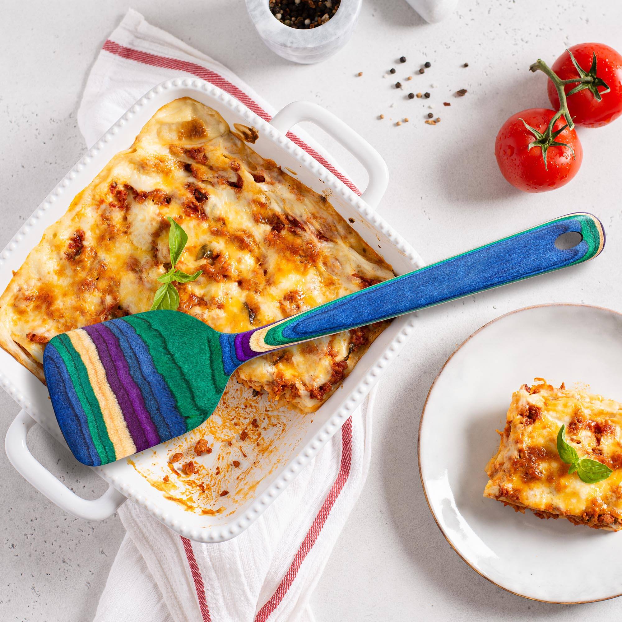 Back. Baltique - Mumbai Collection 4 Piece Cooking Utensil Set, Safe for Nonstick - Purple, Green, Blue.