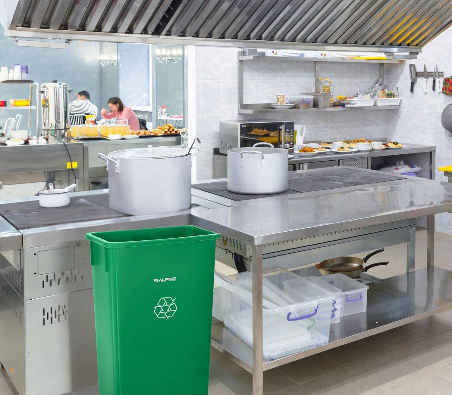 Alt View 2. Alpine Industries - 23 Gallon Slim Indoor Recycling Bin or Trash Can - Green.