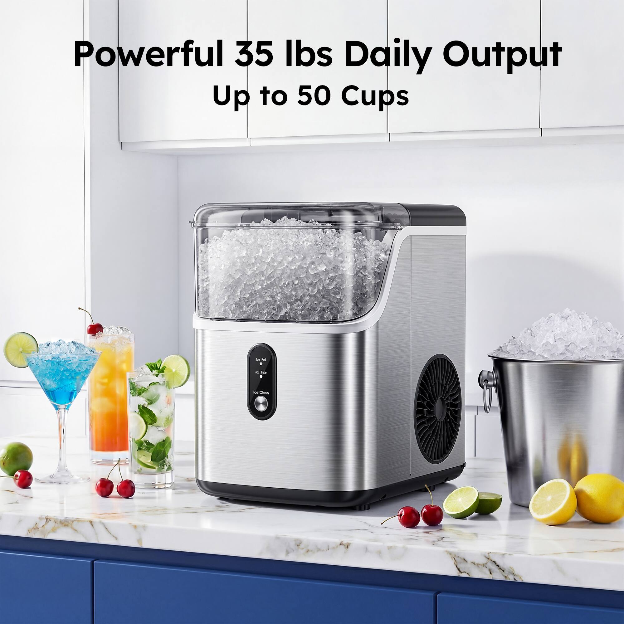Powerful 35 lbs Daily Output Up to 50 Cups