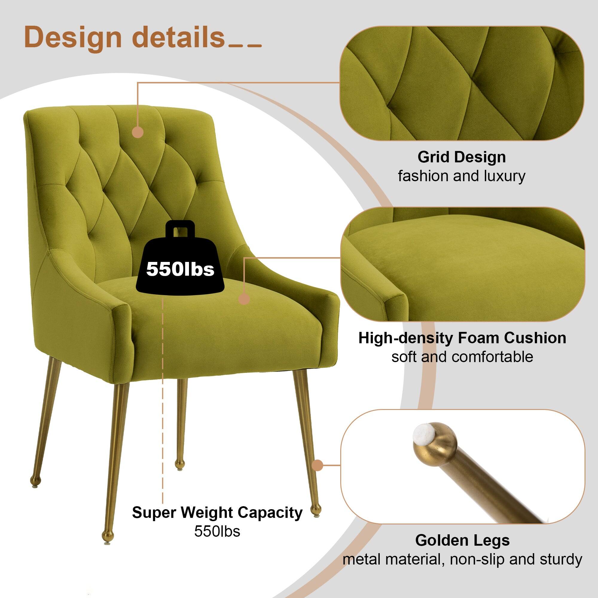 Design details__  
- Grid Design: fashion and luxury  
- High-density Foam Cushion: soft and comfortable  
- Super Weight Capacity: 550lbs  
- Golden Legs: metal material, non-slip and sturdy