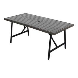 Four Seasons Courtyard - 2 Tone Aluminum Eastport Slat Top Patio Dining Table - Black, Coffee
