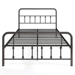 Costway - Full Size Bed Frame with Headboard Under Bed Storage No Box Spring Needed - Black