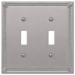 AMERELLE - Imperial Bead Brushed 2 gang Metal Decorator/Toggle Wall Plate 1 pk - Nickel