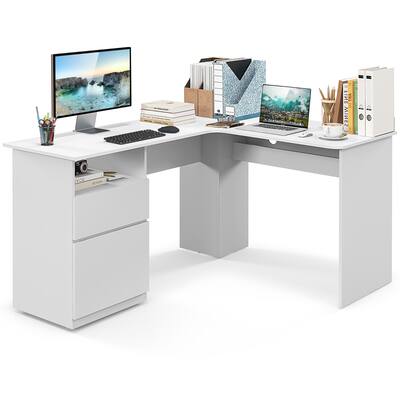 Gymax 59'' Corner Computer Desk L Shaped Desk w/ Letter Size File Gymax 59'' Corner Computer Desk L Shaped Desk w/ Letter Size File