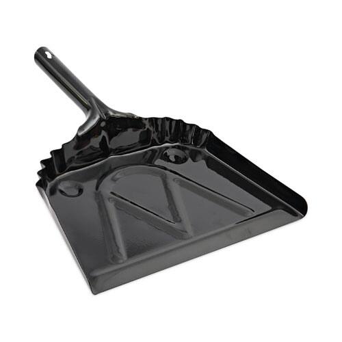 Front. Boardwalk - Boardwalk Metal Dust Pan, 12 x 14, 2 " Handle, 20-Gauge Steel, Black.