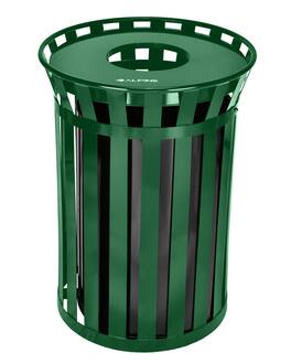 Alpine Industries - 38 Gallon Outdoor Metal Recycling Bin Trash Can with Insert Liner - Green