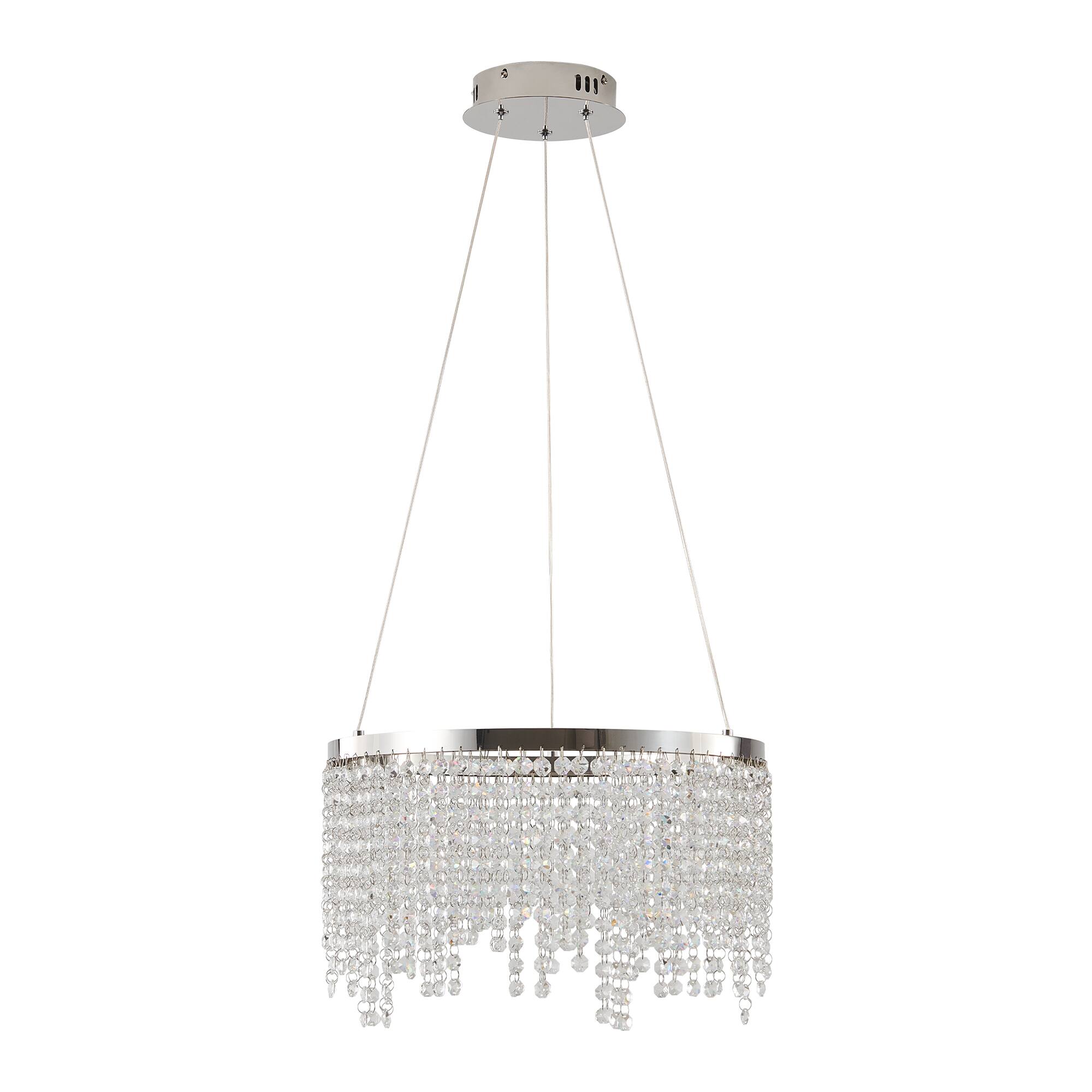 Alt View 6. Tiramisubest - 16-inch Modern Luxury Crystal LED Chandelier - Adjustable Height and Color Temperature (3000K-6000K) - Chrome,Transparent.