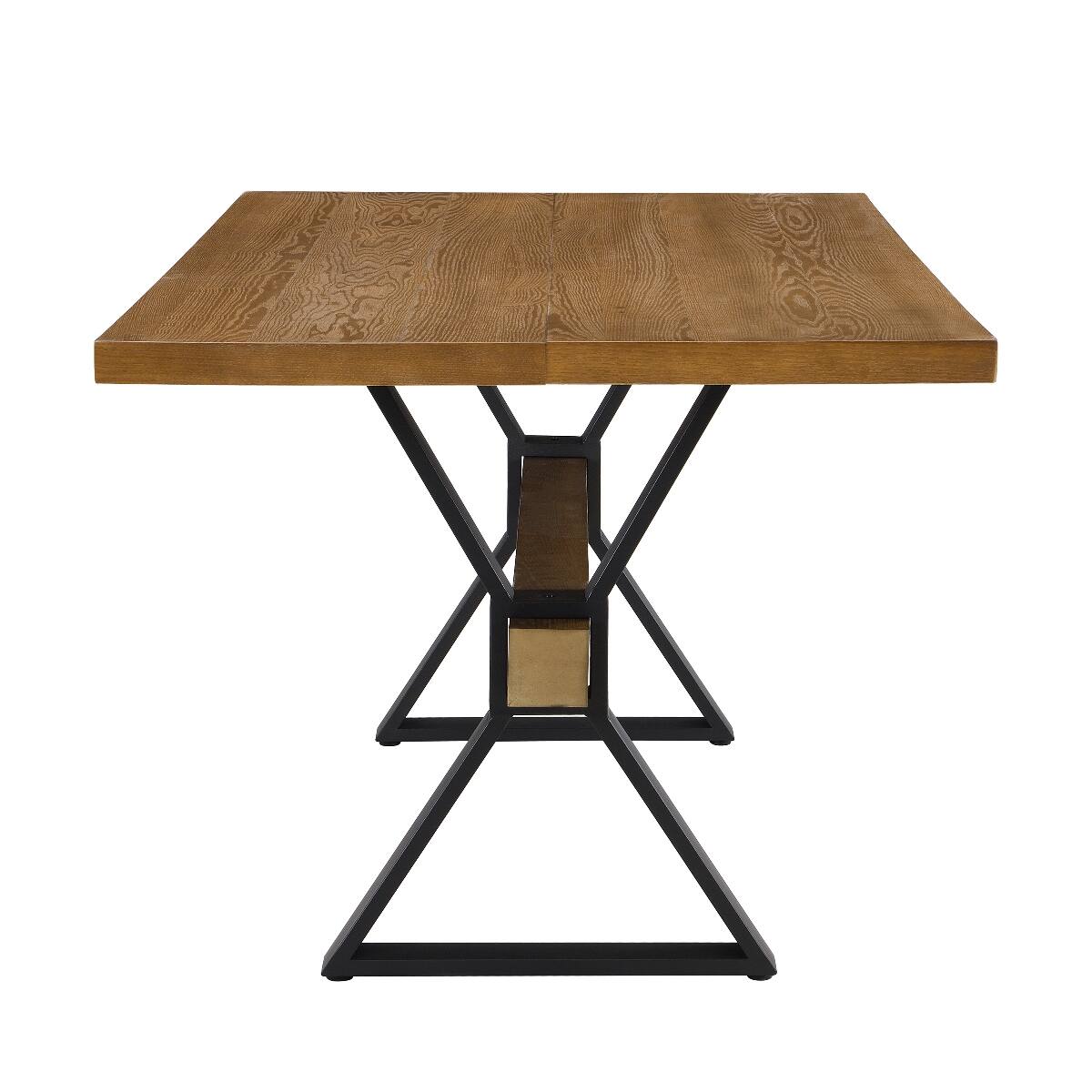 Alt View 4. Loheer - Loheer Brown Farmhouse Dining Table, X-Shaped Legs, Seats Six - Brown.