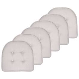Sweet Home Collection - Solid Color U Shaped Memory Foam 17" x 16" Chair Cushions, 6-Pack - Light Gray
