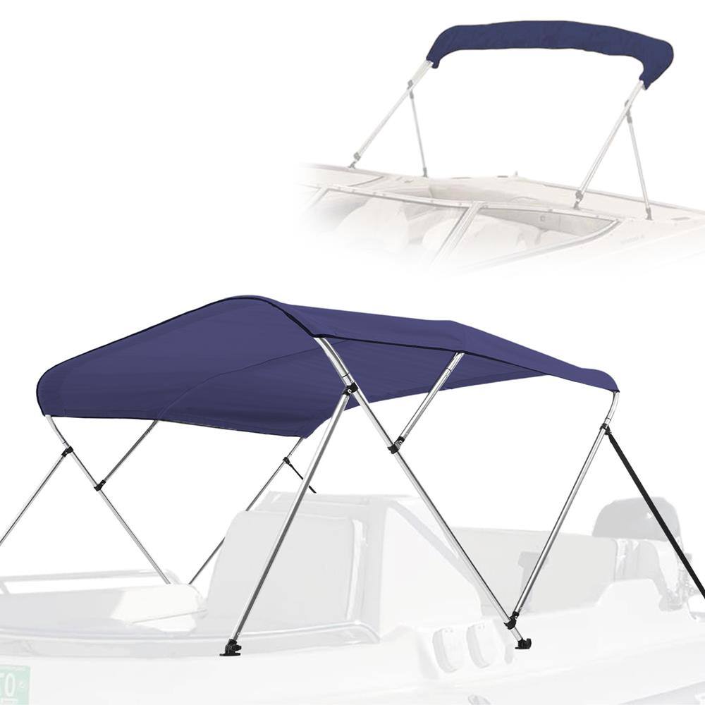 Front. SereneLife - SereneLife 4-Bow Bimini Top Boat Cover with 1" Aluminum Frame, Front Hold-Down Straps, Rear Support Arms - Blue.